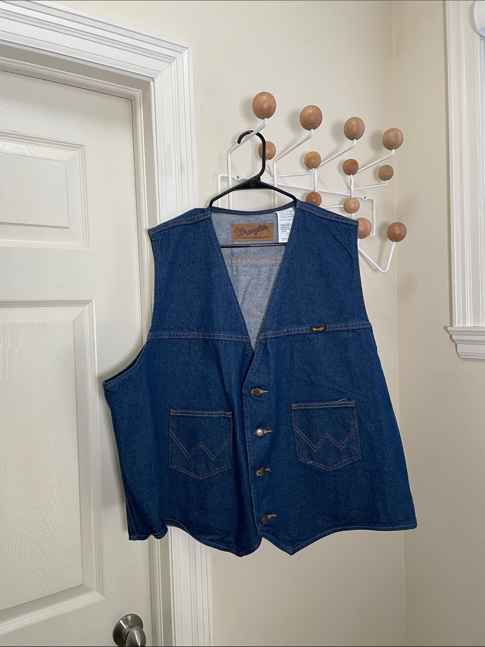 Wrangler Denim Button Down Western Jean Work Vest Blue XXL